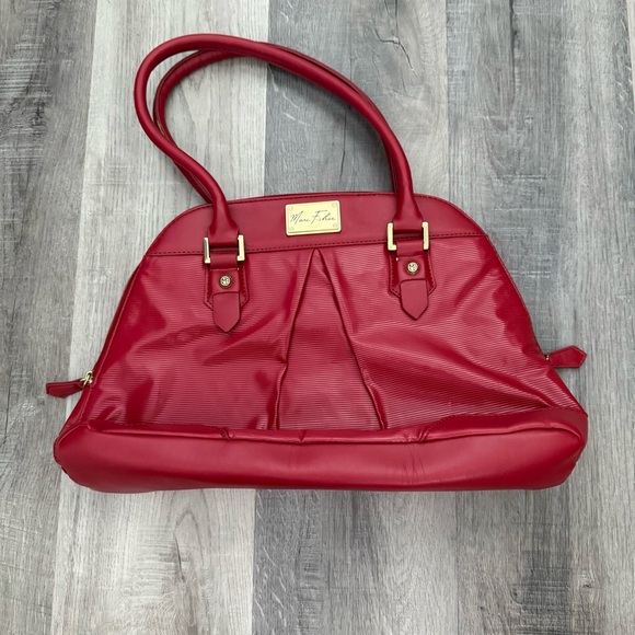 NWOT Marc Fisher Red Satchel Bag with Gold Accents - Picture 1 of 10